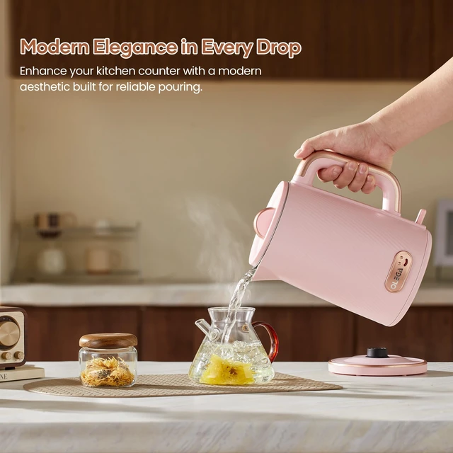 Alt view image 7 of 7 - OLEGA Electric Tea Kettle: 1200W Fast Boil Electric Water Kettles 1.5L | Stainless Steel Kettle; Large Electric Water Kettle; Plastic Free Teapot; Auto Shut-Off Water Boiler; Fast Boil Kettles
