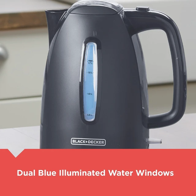 Alt view image 7 of 7 - BLACK+DECKER 1.7L Cordless Electric Kettle, Gray | 1.7L cordless kettle with rapid boil, auto shutoff, water windows and 360° swivel base.