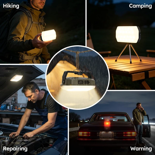 Alt view image 6 of 6 - Camping Lights 2Pack, 2000LM Rechargeable Camp Light, LED Camping Lantern | 3 Color Temps, Dimmable, Magnetic Waterproof Camping Essentials for Hurricane, Emergency Power Outages, Work Light