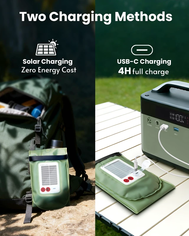 Alt view image 7 of 7 - 24" Inflatable Solar Camping Lantern IP66 TPU Emergency Hiking Light(Green) | 4000mAh Battery | Magnetic Hanging LED Tube | USB-C Rechargeable & Phone Charger for Outages, Backpacking & Survival Kits