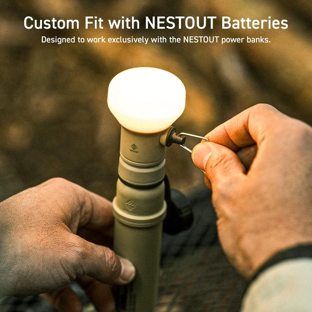 Alt view image 5 of 7 - NESTOUT Rugged Outdoor Camping LED Lantern w/ Mini Tripod, Dimmable USB Powered Soft LED Light, IP44 Water Dust Resistant, 10-350 Lumen, Portable Lamp for Power Bank EDC Travel, LAMP-1 (Beige)