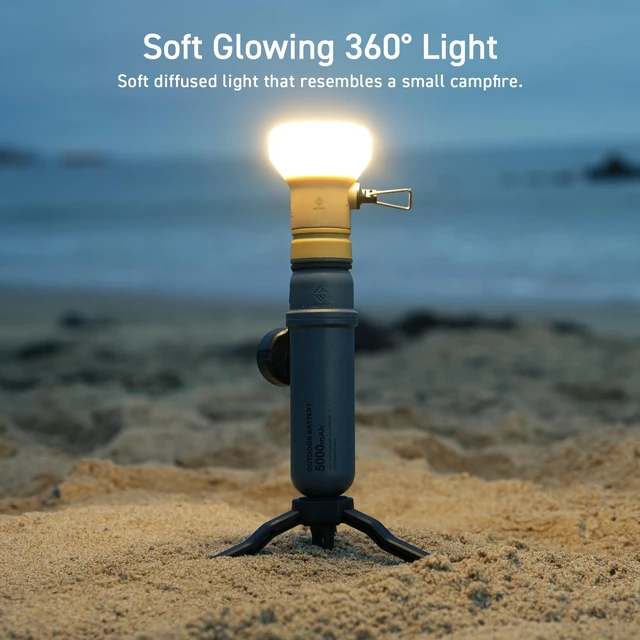 Alt view image 7 of 7 - NESTOUT Rugged Outdoor Camping LED Lantern w/ Mini Tripod, Dimmable USB Powered Soft LED Light, IP44 Water Dust Resistant, 10-350 Lumen, Portable Lamp for Power Bank EDC Travel, LAMP-1 (Beige)