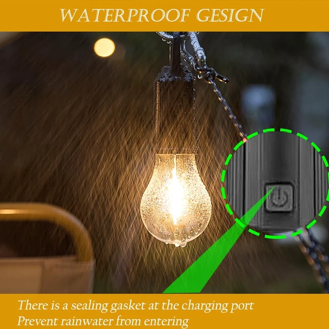 Alt view image 7 of 7 - 5 Pack Camping Lights with Remote Control Timer Function Tent Lamp Hanging Outdoor Camp Rechargeable Bulb Portable Lantern with Clip Hook 3 Lighting Modes for Hiking Backpacking Warm Light