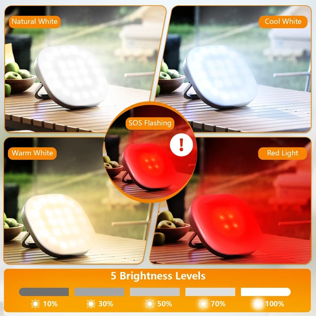 Alt view image 7 of 7 - LED Camping Lantern, 2Pack Solar Lanterns, 5000mAh Rechargeable Light 2000 Lumens 5 Light Modes, IP65 Waterproof with USB Charging Lanterns for Power outages Hurricane, Hiking, Fish, Emergency