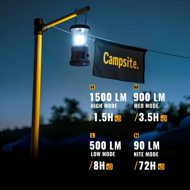Alt view image 4 of 7 - innofox LED Camping Lantern, 1500 LM Lanterns for Power Outages with 4 D Batteries Included, Battery Powered Lantern Flashlight with 4 Light Modes, Weatherproof Tent Light for Storms and Hurricanes