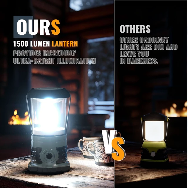 Alt view image 6 of 7 - innofox LED Camping Lantern, 1500 LM Lanterns for Power Outages with 4 D Batteries Included, Battery Powered Lantern Flashlight with 4 Light Modes, Weatherproof Tent Light for Storms and Hurricanes