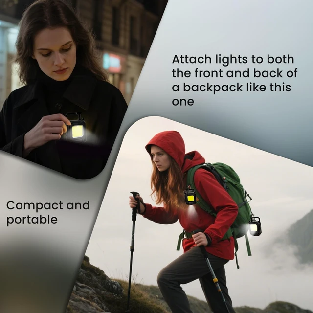 Alt view image 4 of 7 - MAKDAK 4PC Cob Keychain Work Light EDC Rechargeable Foldable Keychain Flashlight,Bottle Opener,for Camping,Car Repair,Hiking,Repairing,Power Outrage,Pet Walking,Emergency