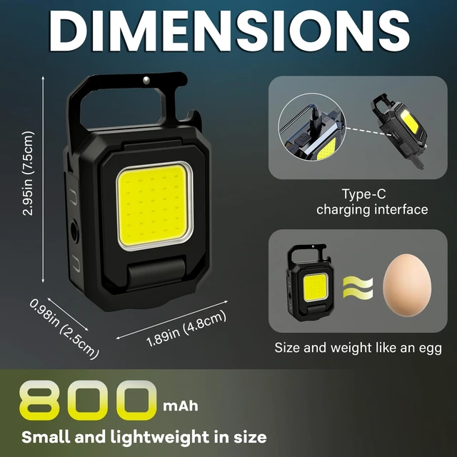 Alt view image 6 of 7 - MAKDAK 4PC Cob Keychain Work Light EDC Rechargeable Foldable Keychain Flashlight,Bottle Opener,for Camping,Car Repair,Hiking,Repairing,Power Outrage,Pet Walking,Emergency