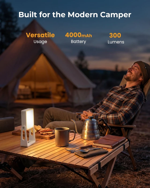 Alt view image 2 of 7 - 2 Pack Camping Light Lanterns, 4000mAh Camping Lamp Rechargeable Battery Powered 2-in-1 LED Lanterns, Flashlight Lights for Camping, Hiking, Emergency Lights for Home Power Outages, White