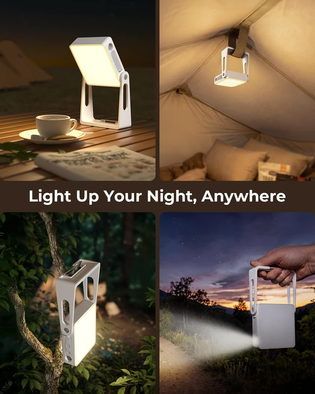 Alt view image 3 of 7 - 2 Pack Camping Light Lanterns, 4000mAh Camping Lamp Rechargeable Battery Powered 2-in-1 LED Lanterns, Flashlight Lights for Camping, Hiking, Emergency Lights for Home Power Outages, White