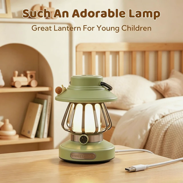 Alt view image 2 of 7 - Kids Lantern Night Light, Rechargeable, Dimmable 3-Color | Safe ABS Plastic Toddler Lamp For Bedroom, Indoor & Outdoor. USBC Rechargeable Tent Light. Great Christmas Gift For Boy Girl