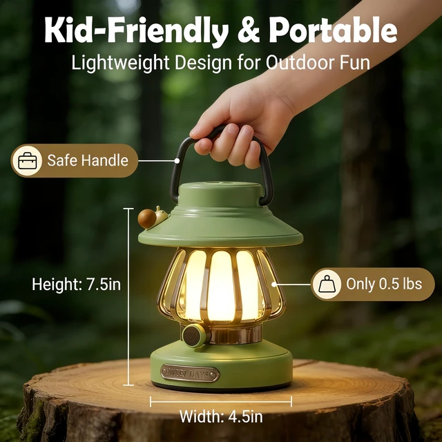 Alt view image 6 of 7 - Kids Lantern Night Light, Rechargeable, Dimmable 3-Color | Safe ABS Plastic Toddler Lamp For Bedroom, Indoor & Outdoor. USBC Rechargeable Tent Light. Great Christmas Gift For Boy Girl