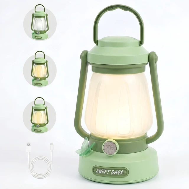 Main image of Kids Lantern with 4 Color Dimmable & 1200mAh USB-C, Butterfly Night Lights for Bedroom, Indoor Outdoor Adventures & Emergency Use Toddler Flashlight, Power Outages Camping Essentials for Kids (Green)