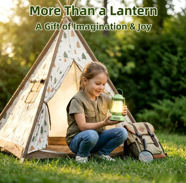 Alt view image 7 of 7 - Kids Lantern with 4 Color Dimmable & 1200mAh USB-C, Butterfly Night Lights for Bedroom, Indoor Outdoor Adventures & Emergency Use Toddler Flashlight, Power Outages Camping Essentials for Kids (Green)