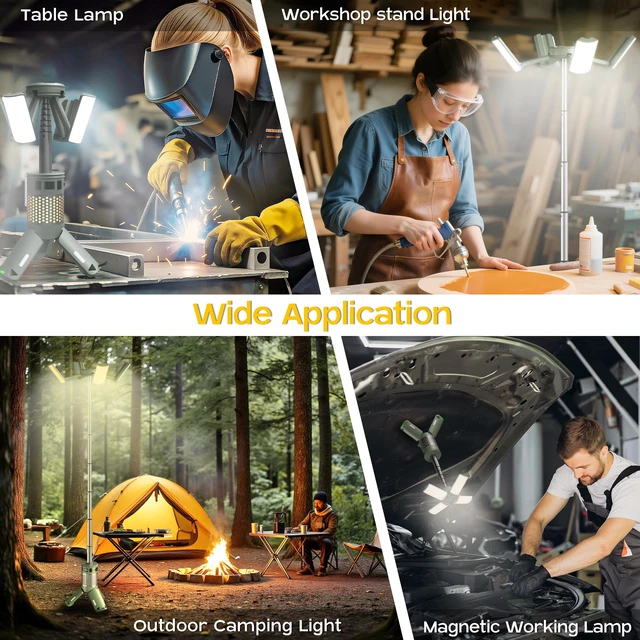 Alt view image 7 of 7 - TESMAX Telescopic Camping Lights with Stand, 40H Playtime, Magnetic Base | 12000mAh Portable Flashlight, RGB Ambient Lighting, 2000LM, IPX5 Waterproof for Camping, Hiking and Emergency Use