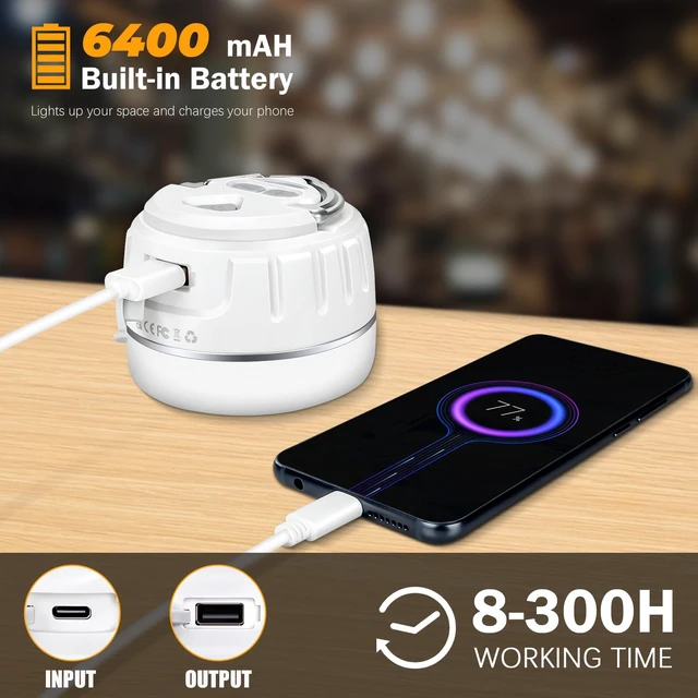 Alt view image 3 of 7 - Yonktoo Rechargeable LED Camping Lantern 1000LM, 300H Runtime, 6400mAh, IPX5 Waterproof Tent Light for Camping, Hiking, Power Outages, Home, Emergency Use - Wireless Remote Edition,White