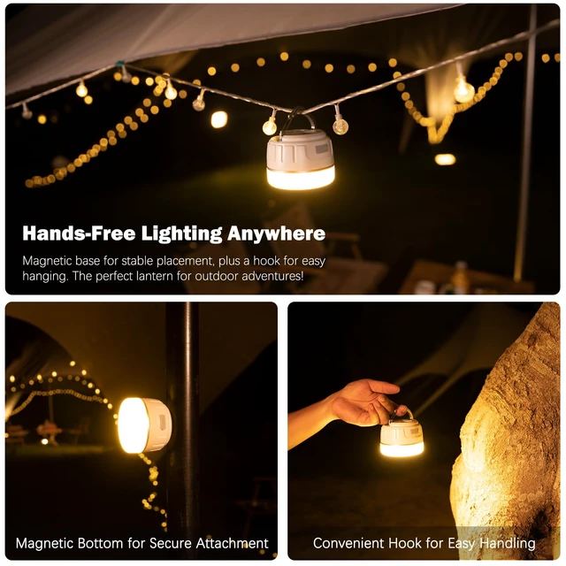 Alt view image 6 of 7 - Yonktoo Rechargeable LED Camping Lantern 1000LM, 300H Runtime, 6400mAh, IPX5 Waterproof Tent Light for Camping, Hiking, Power Outages, Home, Emergency Use - Wireless Remote Edition,White