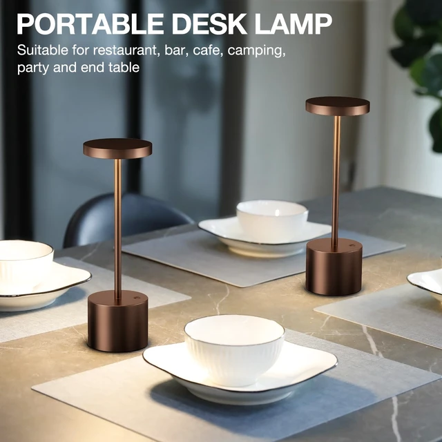 Alt view image 5 of 7 - Kakanuo Brown Cordless Lamp Set, Rechargeable Lamp, 3 Color Temperature, LED Outdoor Wireless Lamps, Battery Operated Lamps, Stepless Dimmable, Touch Control