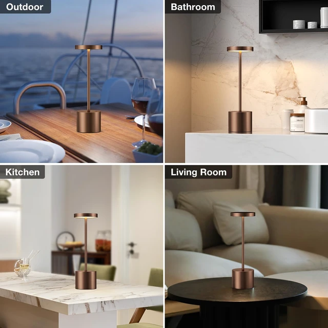 Alt view image 7 of 7 - Kakanuo Brown Cordless Lamp Set, Rechargeable Lamp, 3 Color Temperature, LED Outdoor Wireless Lamps, Battery Operated Lamps, Stepless Dimmable, Touch Control