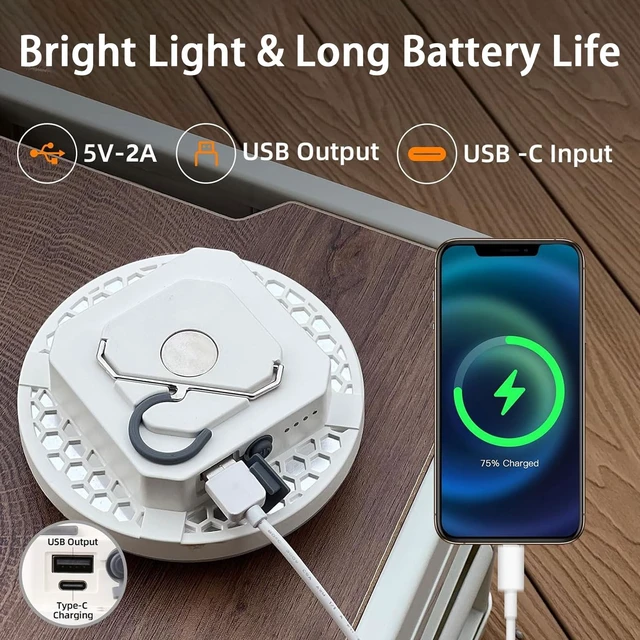 Alt view image 4 of 7 - 30W 4000LM Camping Tent Light,Rechargeable Canopy Light, 4 Lighting Modes | Portable Ultra Bright LED Camping Lantern with Magnet & Hanging, IPX5 Waterproof for Hiking, Backpacking, Fishing Outage