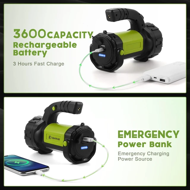 Alt view image 6 of 7 - AlpsWolf Camping Lantern Rechargeable, 2 Pack Same LED Flashlight Spotlight Lantern with 800LM, 3600 mAh, Portable Bright Camping Light for Emergency Hurricane, Outdoor Hiking Power Outages