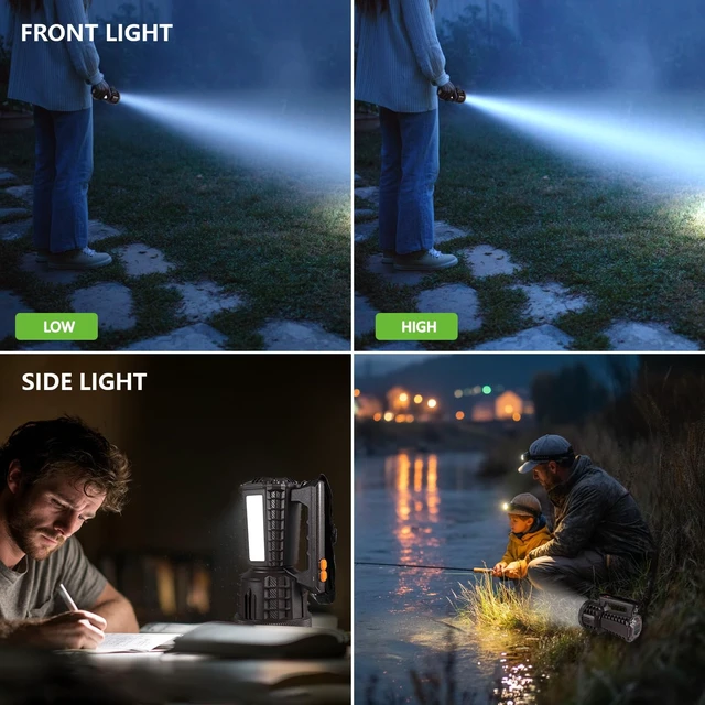 Alt view image 5 of 6 - VAVOFO 2000LM 10000mAh Rechargeable LED Lantern, Camping Essentials Flashlight, Stepless Dimming, IP66 Waterproof, Long Running Spot Light for Hurricane, Power Outages, Hiking