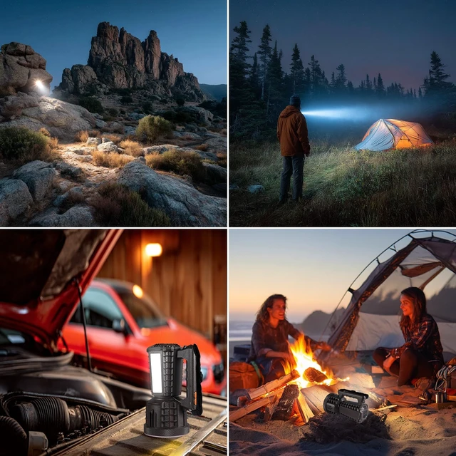 Alt view image 6 of 6 - VAVOFO 2000LM 10000mAh Rechargeable LED Lantern, Camping Essentials Flashlight, Stepless Dimming, IP66 Waterproof, Long Running Spot Light for Hurricane, Power Outages, Hiking