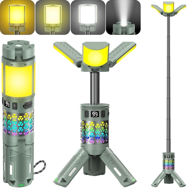 Main image of OGERY Rechargeable Camping Lights - 13500mAh Camping Light with Stand, RGB | 7-Stage Pole Up to 39.5 in, 3 Color Temperatures, 5 RGB Modes, Magnetic Base & Flashlight for Camping, Hiking & Emergency