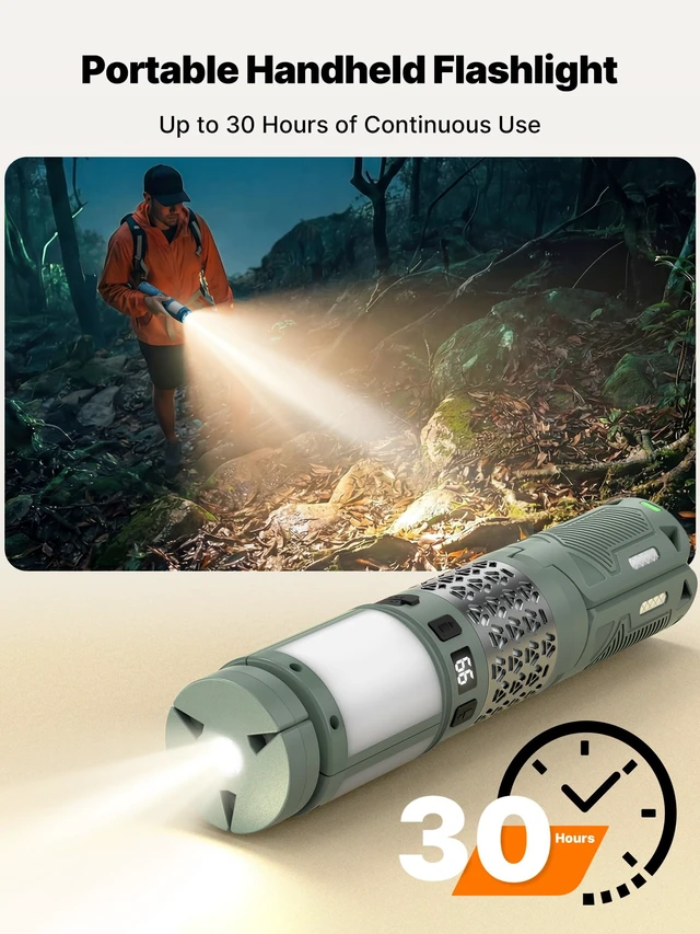 Alt view image 3 of 7 - OGERY Rechargeable Camping Lights - 13500mAh Camping Light with Stand, RGB | 7-Stage Pole Up to 39.5 in, 3 Color Temperatures, 5 RGB Modes, Magnetic Base & Flashlight for Camping, Hiking & Emergency