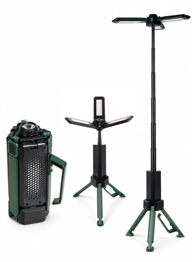 Main image of CuLiDing Telescopic Camping Light, 2500 Lumen, 15000mAh Rechargeable, Green | Extends to 43.7 in (1.1 m), Telescopic tripod base · Dual-zone dimmable · 3 color temperatures (3000K/4500K/6000K)
