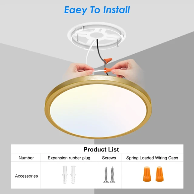 Alt view image 6 of 7 - Peasur 7 Inch LED Ceiling Light Gold, Small 15W Slim Flush Mount Ceiling Light 3000K/4000K/6500K Adjustable, Modern Round Ceiling Lighting for Bedroom, Living Room, Kitchen 1Pack