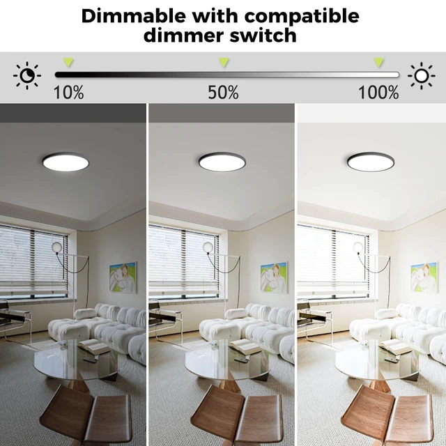 Alt view image 3 of 5 - 2Pack LED Flush Mount Ceiling Light Fixture, 12Inch 24W, Dimmable&3000K/3500K/4000K/5000K/6500K Adjustable Low Profile Ceiling Lights, 3200LM Modern Lamp for Bedroom, Porch, Kitchen, Hallway, Black