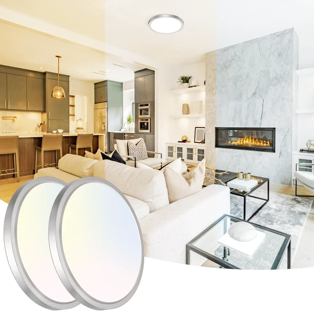 Main image of Peasur 7 Inch Satin Round Lighting Brushed Nickel, 15W LED Slim Flush Mount Ceiling Light,3000K/4000K/6500K Adjustable, Modern LED Ceiling Light for Bedroom, Living Room and Kitchen(2-Pack)