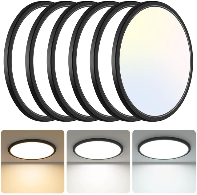 Main image of libtit 13 Inch Black Flush Mount Ceiling Light,6 Pack 3200LM 28W Ultra-Slim LED Ceiling Light,3000K/4500K/6000K Selectable Low-Profile Ceiling Light Fixture for Bedroom, Kitchen, Hallway, Workshop