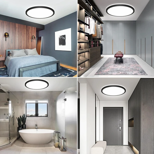 Alt view image 6 of 7 - libtit 13 Inch Black Flush Mount Ceiling Light,6 Pack 3200LM 28W Ultra-Slim LED Ceiling Light,3000K/4500K/6000K Selectable Low-Profile Ceiling Light Fixture for Bedroom, Kitchen, Hallway, Workshop