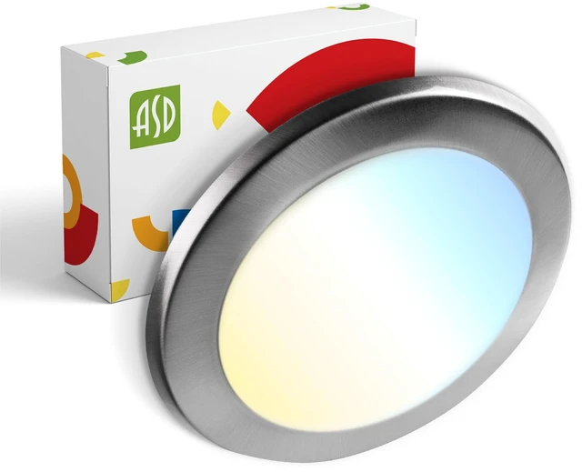 Main image of ASD 1 Pack Nickel LED Disk Lights 6 Inch, 5CCT Flush Mount Ceiling Light | 15W 2700K-5000K 1245LM Dimmable Surface Mount Disk Light, CRI90+ 6 Inch LED Ceiling Light, Low Profile Disc Lights, UL