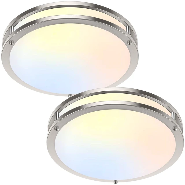 Main image of 36W LED Ceiling Lights 3600lm Super Bright, Flush Mount Light Fixtures | Dimmable, 6500K/5000K/4000K/3000K/2700K Adjusted Modern Ceiling Lights 2PACK, 13in Ceiling Lamps for Bedroom Kitchen, Nickle