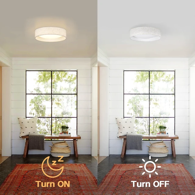 Alt view image 5 of 7 - HILUXIA Modern Linen LED 13 Inch Ceiling Light Fixture with 24W 5CCT, Flush Mount Low Profile Room Lamp, Dimmable Minimalist Lighting for Bedroom, Kitchen, Hallway, Closet, Entryway