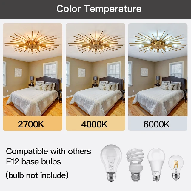 Alt view image 3 of 7 - ZGLAOJT Semi Flush Mount 8 Light Ceiling Light Modern Metal Ceiling Lighting Gold Light Fixture Chandelier for Farmhouse Kitchen Dining Room Bedroom Hallway Living Room.
