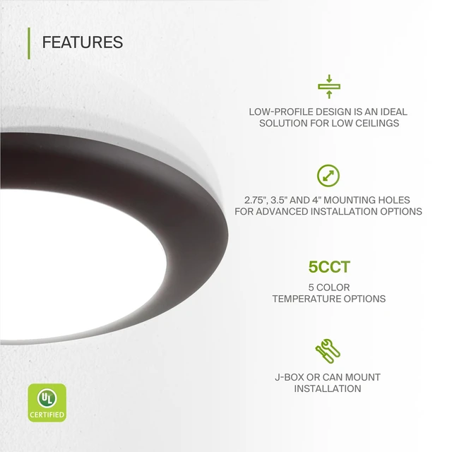 Alt view image 3 of 7 - ASD 1 Pack Bronze LED Disk Lights 6 Inch, 5CCT Flush Mount Ceiling Light | 15W 2700K-5000K 1245LM Dimmable Surface Mount Disk Light, CRI90+ 6 Inch LED Ceiling Light, Low Profile Disc Lights, UL