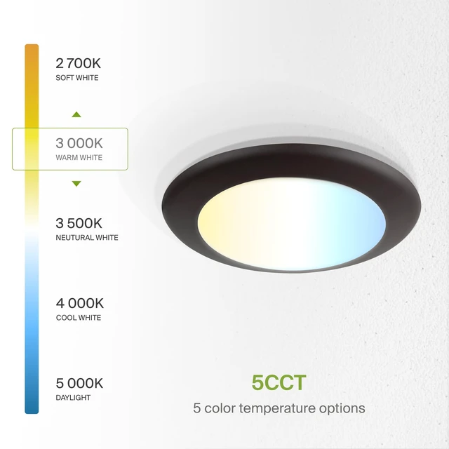 Alt view image 6 of 7 - ASD 1 Pack Bronze LED Disk Lights 6 Inch, 5CCT Flush Mount Ceiling Light | 15W 2700K-5000K 1245LM Dimmable Surface Mount Disk Light, CRI90+ 6 Inch LED Ceiling Light, Low Profile Disc Lights, UL