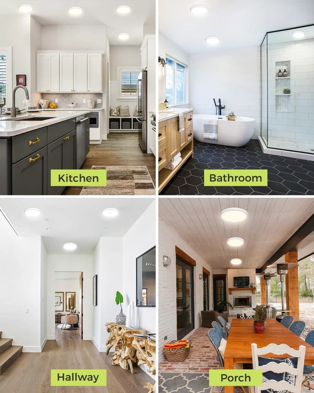 Alt view image 5 of 5 - hepside 6PACK LED Flush Mount Ceiling Light, 3000K-4000K-6500K & 100W Equivalent Modern Kitchen Recessed Ceiling Lamp 15W 1500Lm 7 Inch for Bathroom Closet Laundry Bedroom Hallway, White