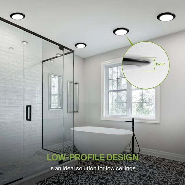 Alt view image 4 of 7 - ASD 12 Pack Black LED Disk Lights 6 Inch, 5CCT Flush Mount Ceiling Light | 15W 2700K-5000K 1245LM Dimmable Surface Mount Disk Light, 6 Inch LED Ceiling Light, Low Profile Disc Lights, UL Energy Star