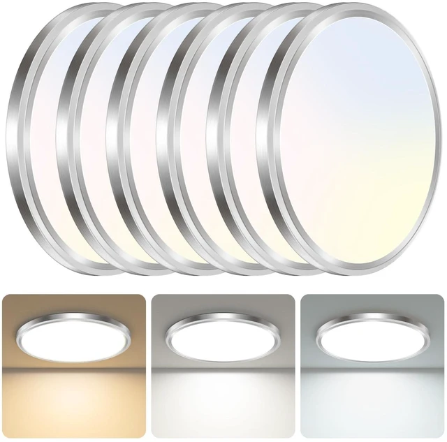 Main image of libtit 6Pack Led Ceiling Light 13Inch, 24W 2400Lm Bright Light Fixture Brushed Nickel, Adjustable 3000K/4500K/6000K, Modern Slim Flat Ceiling Lamp for Living Room Bedroom Hallway