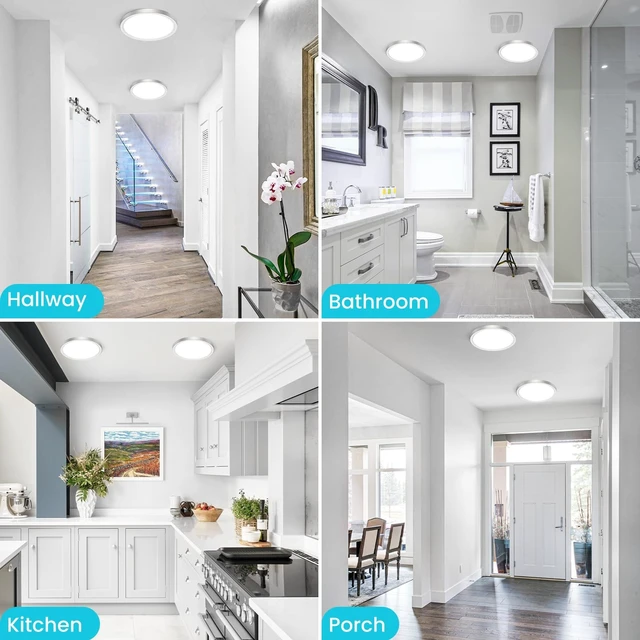 Alt view image 6 of 7 - libtit 6Pack Led Ceiling Light 13Inch, 24W 2400Lm Bright Light Fixture Brushed Nickel, Adjustable 3000K/4500K/6000K, Modern Slim Flat Ceiling Lamp for Living Room Bedroom Hallway