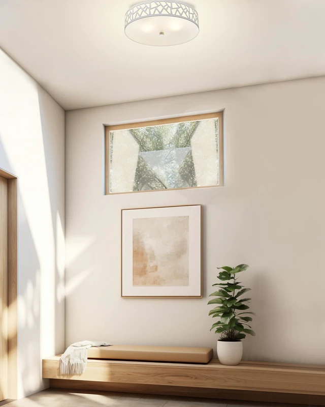 Alt view image 6 of 6 - VICNIE 2-Light Flush Mount Ceiling Light, 12 inch Modern Close to Ceiling Light Fixture with White Metal and Frosted Glass Shade for Hallway, Kitchen, Bedroom(2 PK)