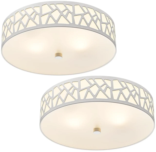Main image of VICNIE 2-Light Flush Mount Ceiling Light, 12 inch Modern Close to Ceiling Light Fixture with White Metal and Frosted Glass Shade for Hallway, Kitchen, Bedroom(2 PK)