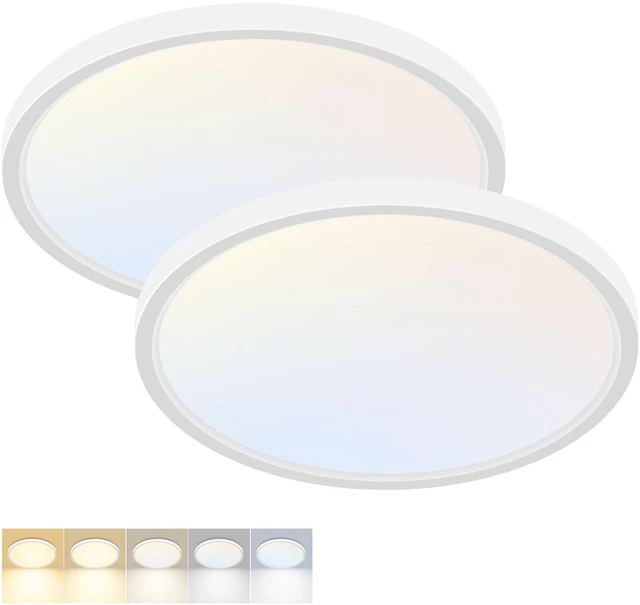 Main image of Fairdeer 2 Pack LED Flush Mount Ceiling Light Fixture 12Inch 24W 2800LM | 3000K/3500K/4000K/5000K/6500K 5 Color Temperatures LED Ceiling Light for Bathroom Closet Kitchen Bedroom Hallway Porch Garage