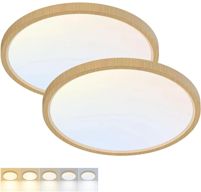 Main image of Fairdeer 2 Pack LED Flush Mount Ceiling Light,12Inch 24W,3000K/3500K/4000K/5000K/6500K 5 Color Temperatures Ceiling Light Fixture for Kitchen Porch Hallway Bedroom Bathroom and Closet,Wood