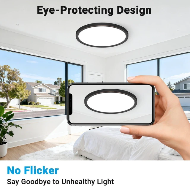 Alt view image 5 of 7 - Fairdeer 2Pack 12Inch LED Flush Mount Ceiling Light 5 Color Temperatures,3000K/3500K/4000K/5000K/6500K 24W Oil-Rubbed Bronze LED Ceiling Light for Bathroom Closet Kitchen Bedroom Hallway Porch